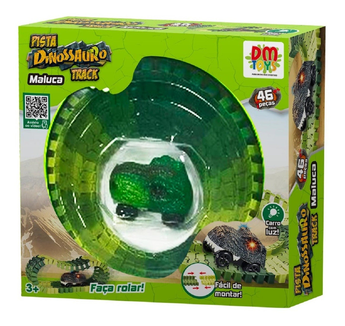 Pista Dinossauro De Carrinho Track Maluca 46 Peças - Dm Toys Pista Dinossauro De Carrinho Track Maluca 46 Peças - Dm Toys